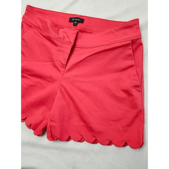 The Limited Sz 4 Coral Pink Scalloped Edge SHORTS Flat Front Dress Small - Picture 4 of 7